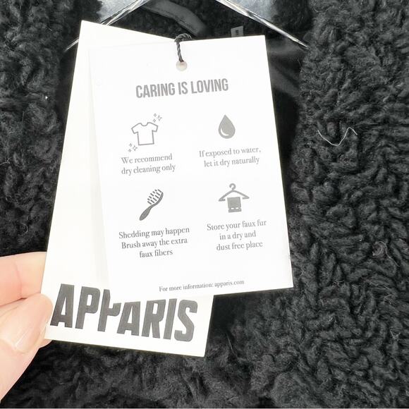 NWT APPARIS Tara Aviator Faux Shearling Jacket XL Black - Picture 8 of 9